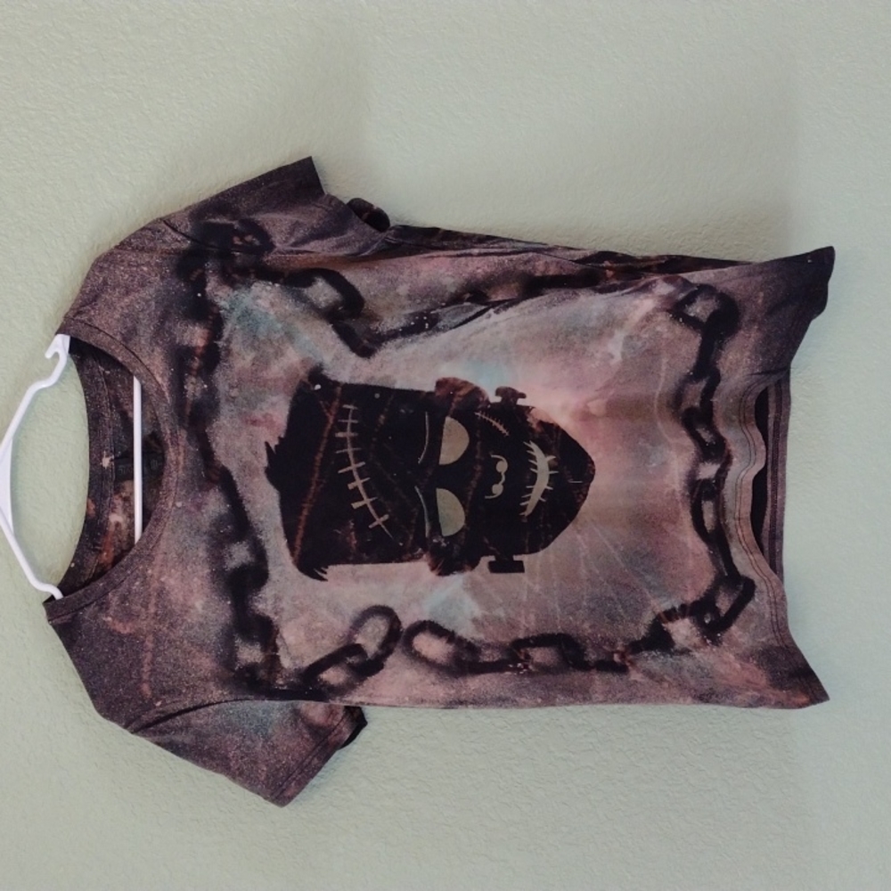 Custom Frankenstein Bleach/Tie Dye Stencil Women's Tee Shirt